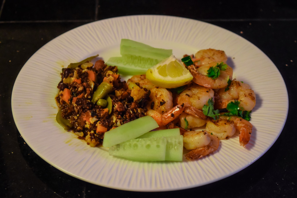 Vegetable Quinoa and Garlic Shrimp